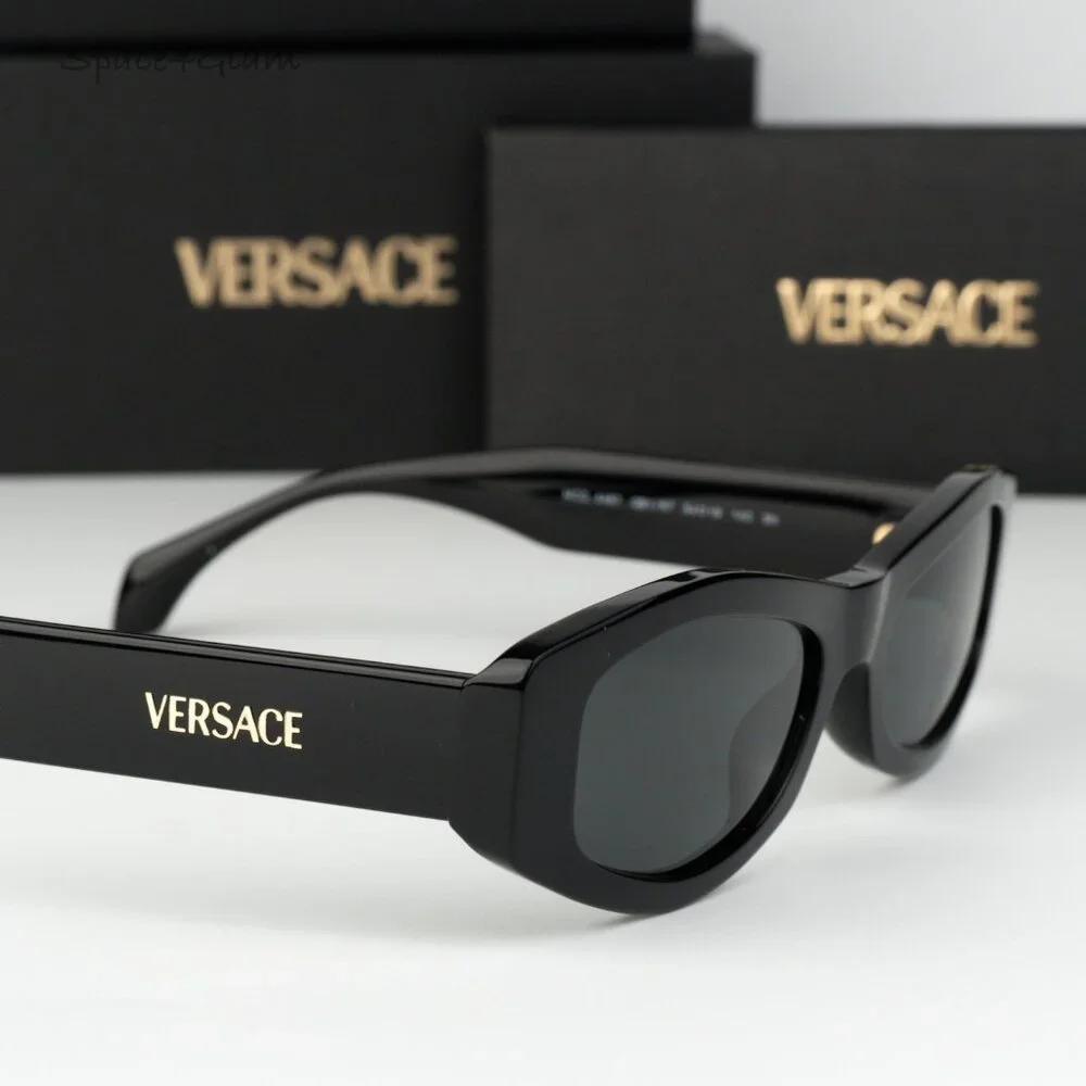 Versace Men Sunglasses Black Dark Grey Rectangle VE4487 GB1/87 NEW AUTHENTIC
